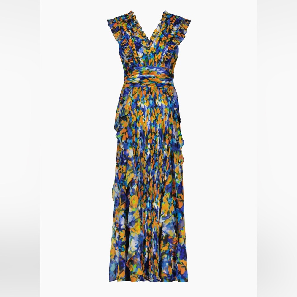 BCBG Sleeveless Printed Pleated Maxi Dress